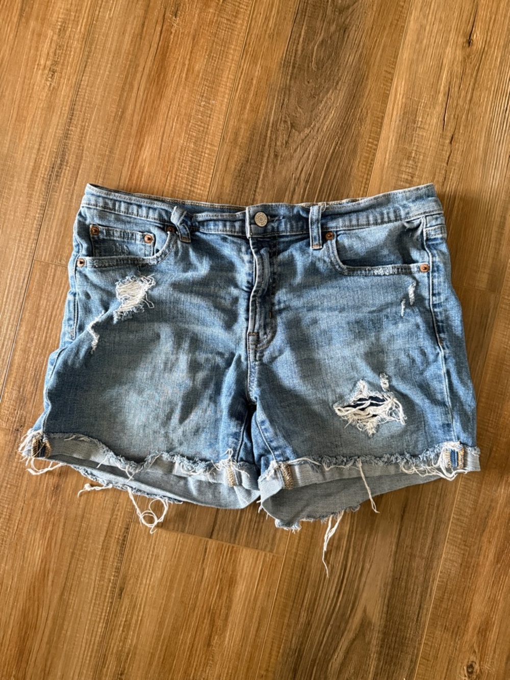GAP Light Blue Distressed Denim Shorts